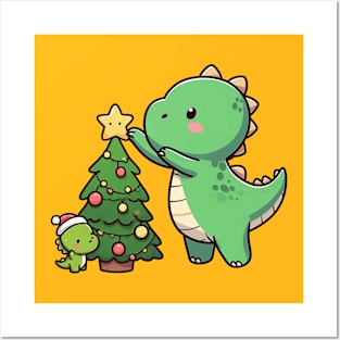 T-Rex Christmas Posters and Art